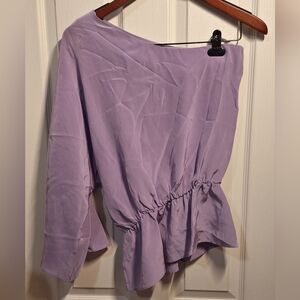 Karina Grimaldi One Shoulder Silk Lilac Top Small
